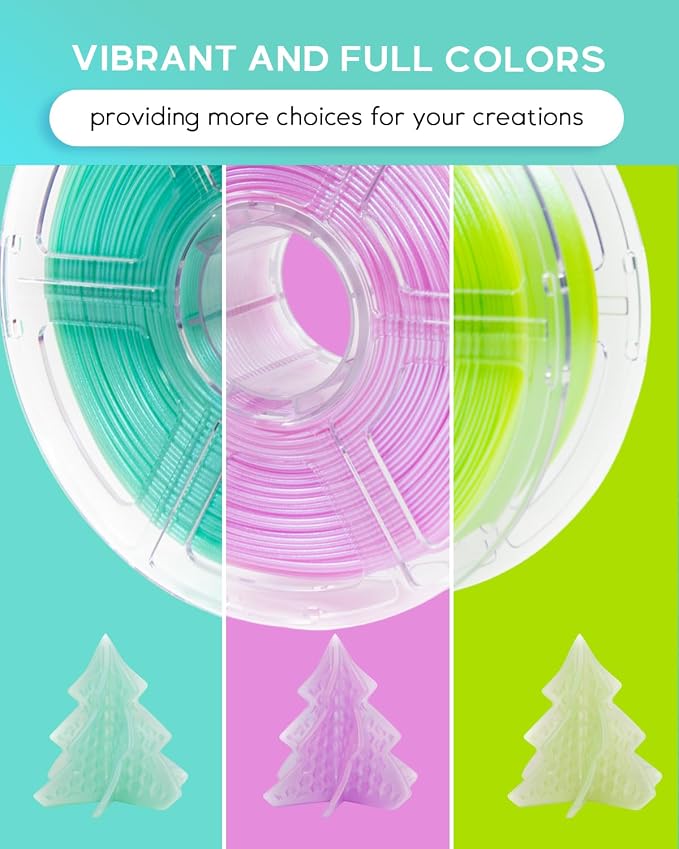 Cookiecad PLA Filament 1.75mm 1kg Iridescent Glitter 3D Printer Filament - Mint Green Elixir PLA