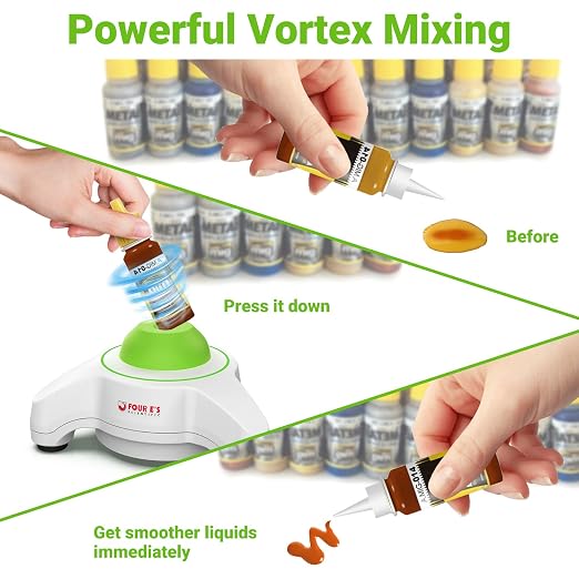 FOUR E'S SCIENTIFIC Mini Vortex Mixer - Lab Vortex Shaker, Speed 5600 RPM, Touch Function, 6mm Orbital Diameter, for Miniature Hobby Model Paint, Nail Polish