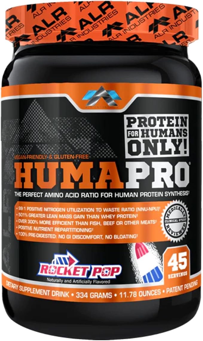 ALR Industries HumaPro Essential Amino Acid Formula | EAA Protein Supplement | Supports Muscle Recovery & Performance | Vegan, Gluten Free | | 45 Servings (Rocket Pop)