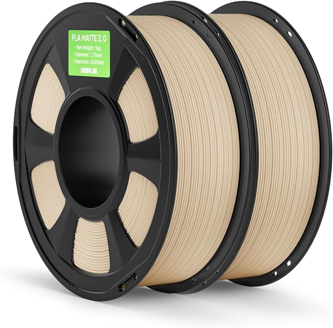 Matte PLA 2.0 Filament 1.75mm, 3D Printer Filament Dimensional Accuracy +/- 0.02mm, No Clogging, Smooth Texture, 2KG Beige