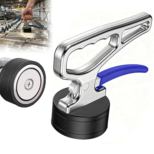 Magnetic Pickup Tool, Heavy Duty Manual Lifting Magnet with Quick Release, Magnet Pickup Tool with Ergonomic Handle for Iron Plate for Iron Plate,Tool Steel,Laser Cutting