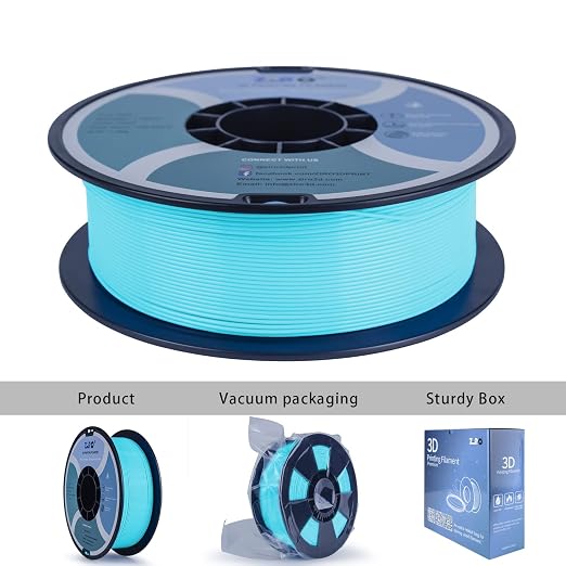 ZIRO PLA Filament 1.75mm, Pure Color 3D Printer Filament, PLA PRO Basic Color Series, 1.75MM 1KG Spool, Fit Most FDM Printers, Cyan