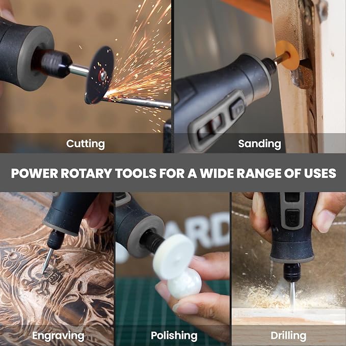 4V Cordless Rotary Tool Kit with 80Pcs, 4000mAh Long-lasting Battery, 6 Speeds 8000-28000RPM Rotary Tool with Digital Display for Cutting, Sanding, Polishing, Drilling, Engraving, DIY Crafts (Grey)