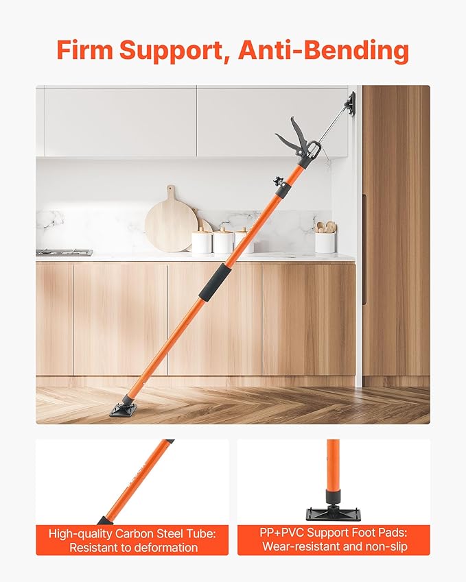 VEVOR Cabinet Jack Support Pole, 2-Pack, 45.7-114.2 Inch Steel Telescopic Quick Support Rod, Adjustable 3rd Hand System up to 154 lbs Capacity for Installing Cabinets, Lifting Drywall, Cargo Bars
