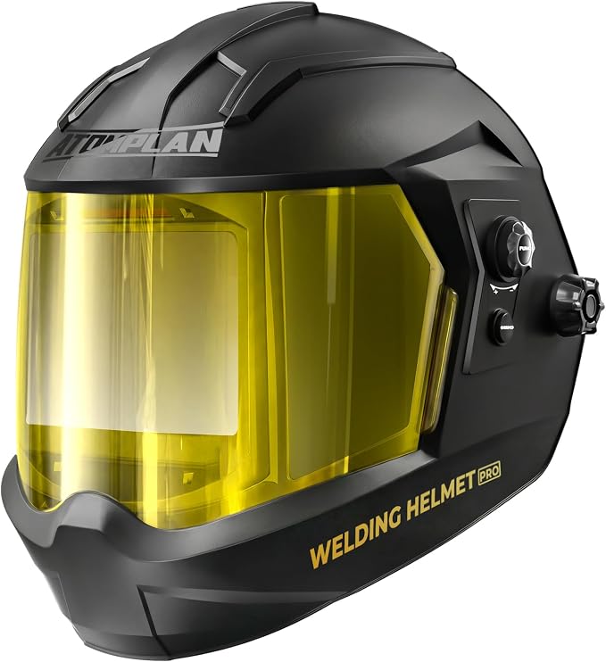 Auto Darkening Welding Helmet 180° Panoramic View True Color Welding Hood, 1/1/1/1 Optical Clarity, Rechargeable Battery, Durable Nylon Shell, Wide Shade Range for MIG TIG Stick ARC Grinding