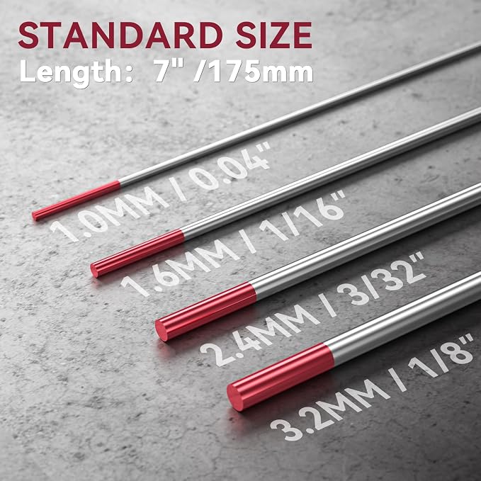 ARCCAPTAIN TIG Welding Tungsten Electrode 10-Pack 1/16"x 7"(Red, WT20/EWth-2)