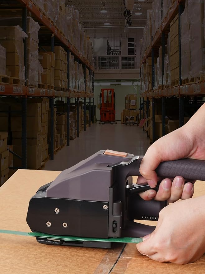 VEVOR Electric Strapping Machine, for 0.39"-0.75" PP PET Straps, Portable Electric Banding Tool with Digital Display, 2 x 4000mAh Battery Powered Automatic Strapping Tool for Packaging Box Pallet