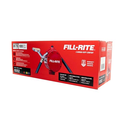 Fill-Rite FR152 Piston Hand Pump with Hose & Nozzle Spout, Red