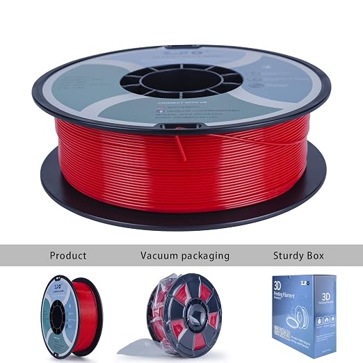 ZIRO PLA Filament 1.75mm, Pure Color 3D Printer Filament, PLA PRO Basic Color Series, 1.75MM 1KG Spool, Fit Most FDM Printers, Red