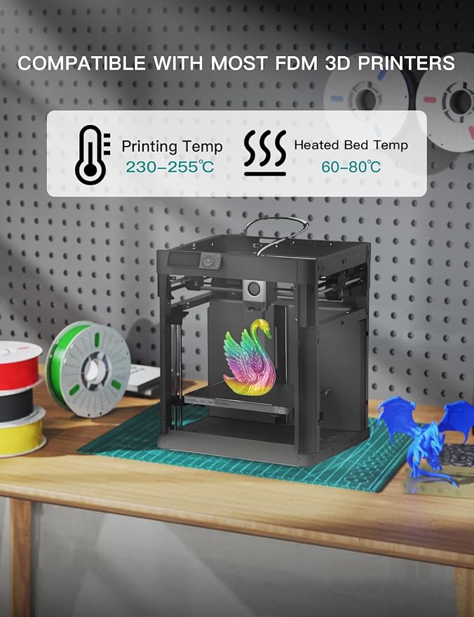 PINBALL PETG Rainbow 3D Printer Filament 1.75mm, Multicolor Translucent PETG Filament, Accuracy +/- 0.02 mm, 1kg Spool (2.2lbs), Dreamland Color