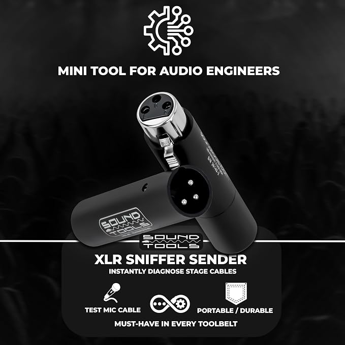 SoundTools XLR Sniffer/Sender – Portable XLR & 3-Pin DMX Cable Tester for Audio Technicians, Quick Diagnostics with LED – Solo Operation, Durable & Compact Design for Stage and Studio Use