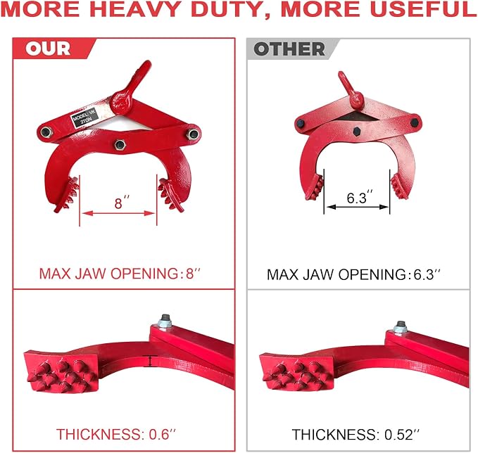 Pallet Puller Clamp 6614 Lbs Capacity Heavy Duty Steel Single Scissor for Pulling Pallets, Woods and Other Things Easily, 8 Inches Bigger Jaw Opening Pallet Grabber
