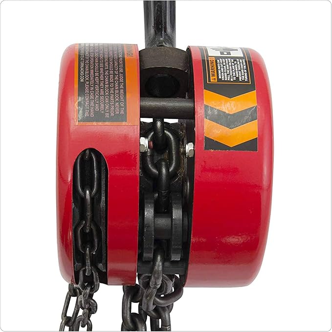 BIG RED TR9030 Torin Manual Hand Lift Steel Chain Block Hoist with 2 Hooks, 3 Ton (6,000 lb) Capacity, Red