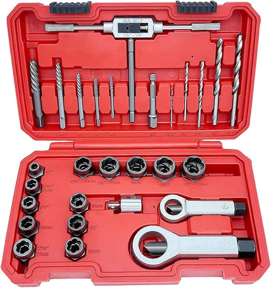29PCS Impact Nut/Bolt Removal Drill Bit Kit, Bolt Extractor Tool Set, Screw Extractors, Nut Splitter Cracker Set For Damaged Rusted Screws,Bolts, Nuts And Fittings