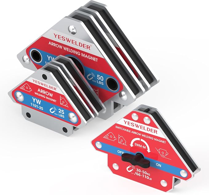YESWELDER 25 LB & 50LB Welding Magnet-4 Pieces of Magnetic Welding Holder 25 LBS /50 LBs Holding Power & Switchable Arrow Welding Magnet 66-110LBs On/Off Switch Arrow Magnetic Welding Holder