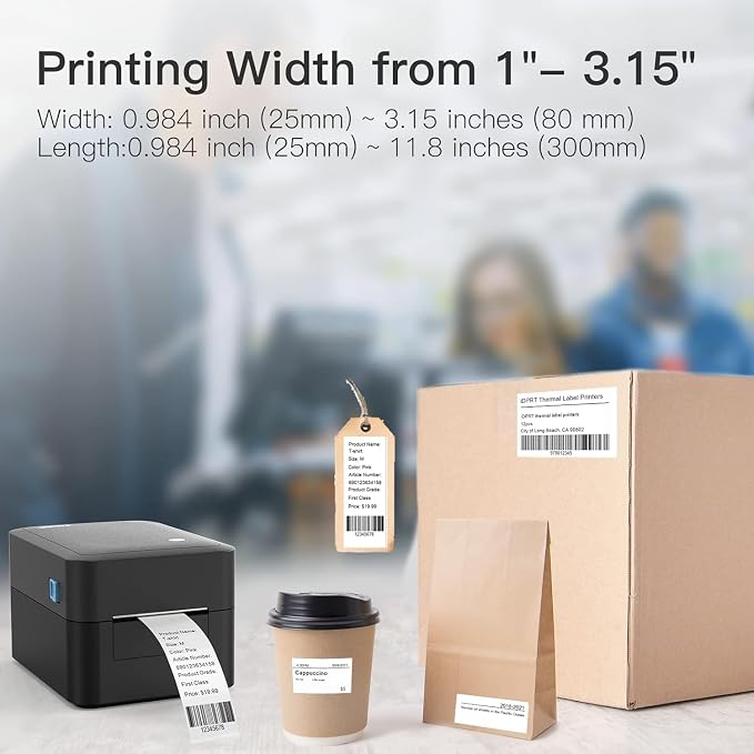 iDPRT Label Maker, Thermal Barcode Printer with No Bound Consumables, Bluetooth & USB Connection, 140pcs/min Speed, Customizable App, Supports Various Sized 1"-3.15", Label Printer for Small Business
