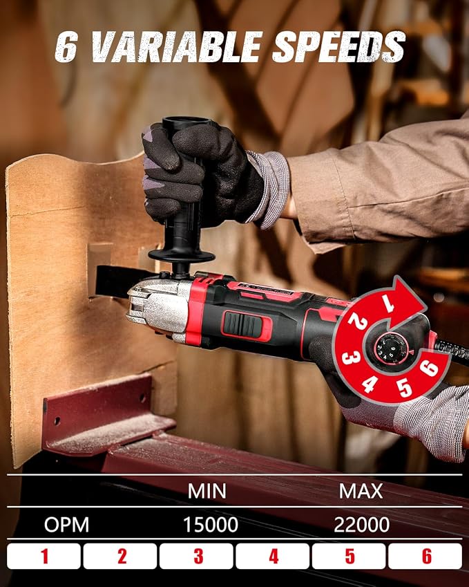 AVID POWER Oscillating Tool, 3.5-Amp Oscillating Multi Tool with 4.5° Oscillation Angle, 6 Variable Speeds and 11 pcs Saw Accessories, Auxiliary Handle