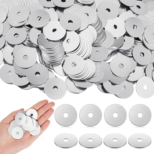 Yaocom 100 Pieces 1/4" x 1-1/4" Zinc Fender Washers Thickness 1mm Fender Washers for Wood and Wet Environment