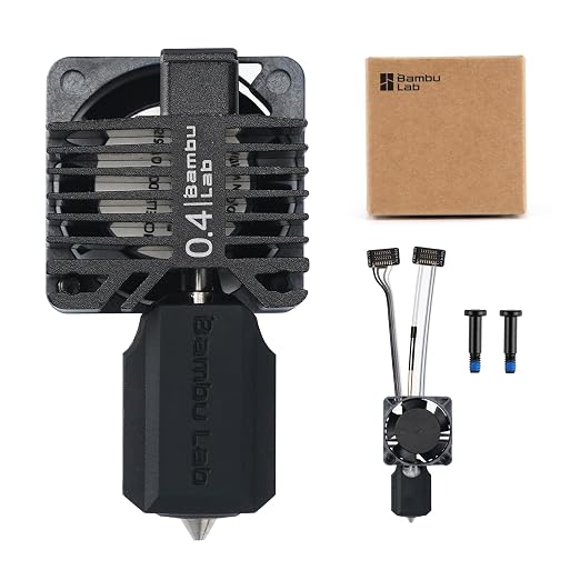 Bamboo Original P1 Series 04mm Hardened Steel Complete Hotend Kits Set with Fan,Full Assembly Hot End Kit for Bambu Lab P1,P1P,P1S 3D Printer
