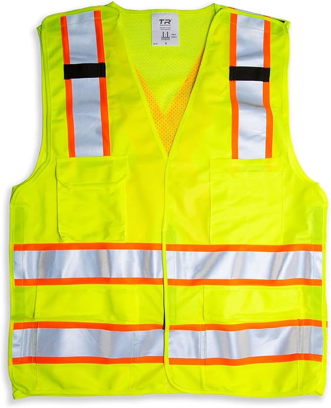 TR Industrial 5-Point Breakaway High Visibility Safety Vest, Type R Class 2