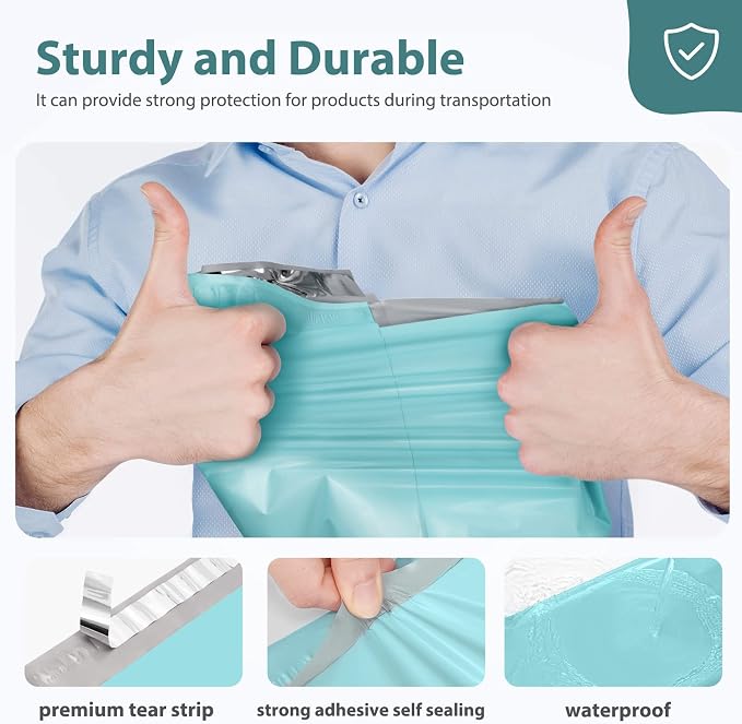 Fuxury Poly Mailers 10x13 Inch 1200 Pcs, Bulk Shipping Bags for Clothing, Strong Adhesive Shipping Envelopes for Small Business Suppliers,Waterproof Mailers Poly Bags Mailing Envelopes Light blue