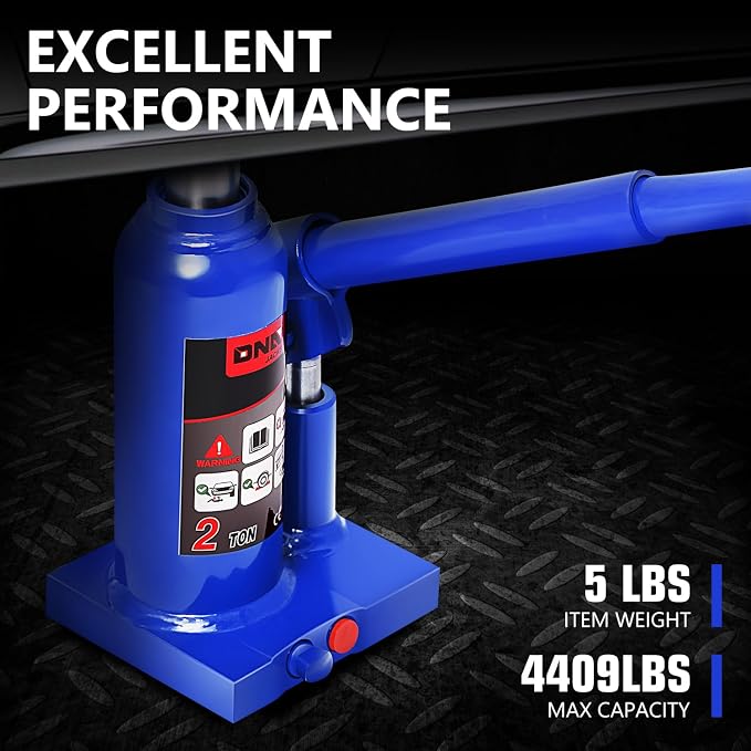 DNA Motoring 2 tons / 4409 lbs Lifting Automotive Welded Hydraulic Bottle Jack for Repair Vehicle, Pickup, Truck, w/Manual Handle, Blue, TOOLS-00347