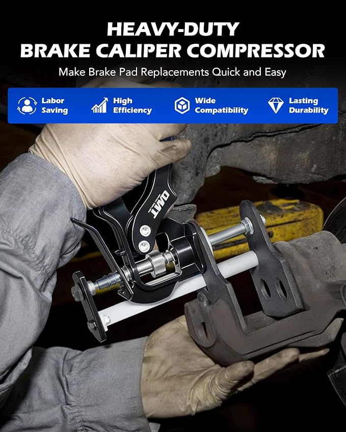 Orion Motor Tech Single Dual Quad Piston Brake Caliper Compressor, Brake Piston Compressor Tool Set for Brake Pad Replacement, Disc Brake Caliper Tool Compatible with Most Cars & Trucks, Black