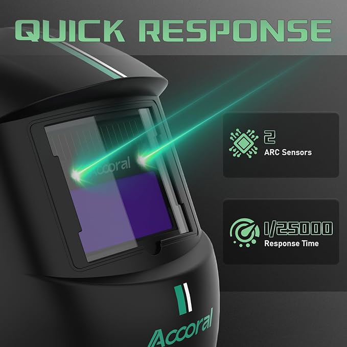 1/1/1/1 Large Viewing Auto Darkening Welding Helmet True Color Solar Powered Weld Hood Wide Shade 4/9-13 for TIG MIG Arc LYG 850BS