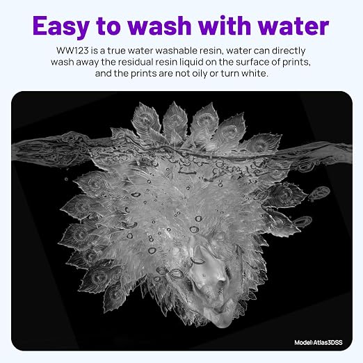 RESIONE Water-Washable 3D Printer Resin, Crystal Clear, – Low Odor, Fast Curing, High Precision Photopolymer Resin for LCD DLP MSLA, Easy to Clean with Water, Beginner Friendly, 1KG
