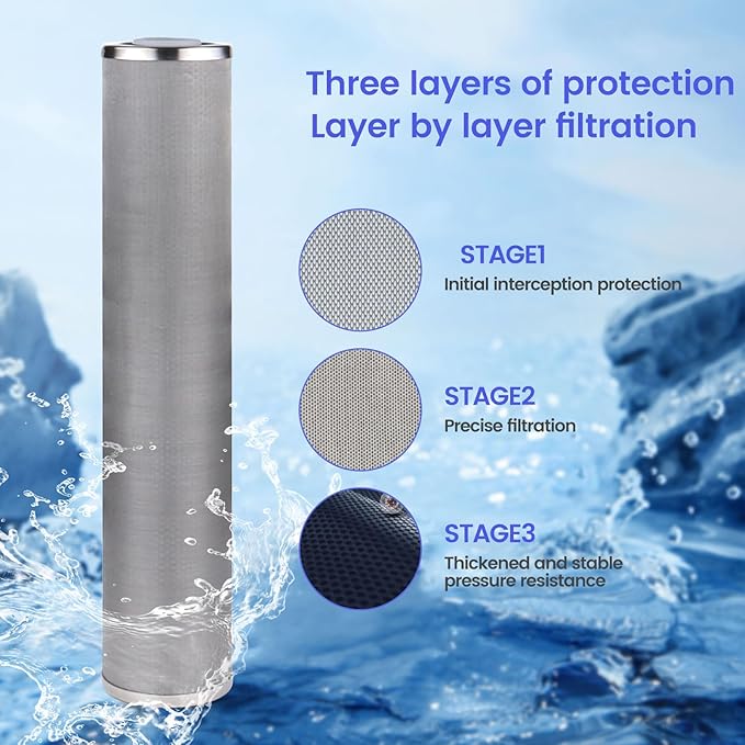 Stainless Steel Re-Cleanable Wire Mesh Filter Cartridge 20 "Length,4.5 "OD(50 Micron)