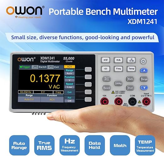 OWON XDM1241 Bench-Type Digital Multimeter with Rechargeable Batteries True RMS High Accuracy Universal Desktop Multimeters