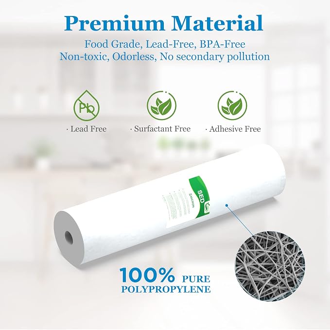 5 Micron Water Filter 20" x 4.5" Replacement Cartridge, 20-inch Sediment Pre-Filters for Whole House Water Filtration, Compatible with SDC-45-2005, FP25B, DGD-5005-20, 6-Pack