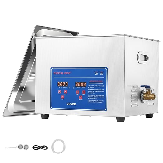 VEVOR Ultrasonic Cleaner 15L-Class Capacity Ultrasonic Parts Cleaner 40kHz, Digital Time and Temp Control, Stainless Steel Ultra Sonic Cleaning Machine with Cleaning Baskets, for Auto Parts, Glasses