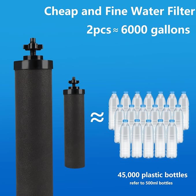 Water Filter Replacement for Black Carbon Block Filters System,Pack of 4 | Compatible with Travel,Big,Royal,Imperial Gravity Countertop Purification Elements, Removes Chlorine,Capacity 6,000 Gallons
