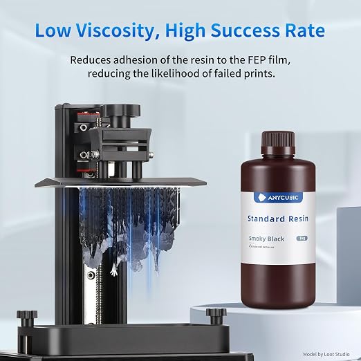 ANYCUBIC 3D Printer Resin, 405nm SLA UV-Curing Resin with High Precision and Quick Curing & Excellent Fluidity for LCD 3D Printing (Smoky Black, 1kg)