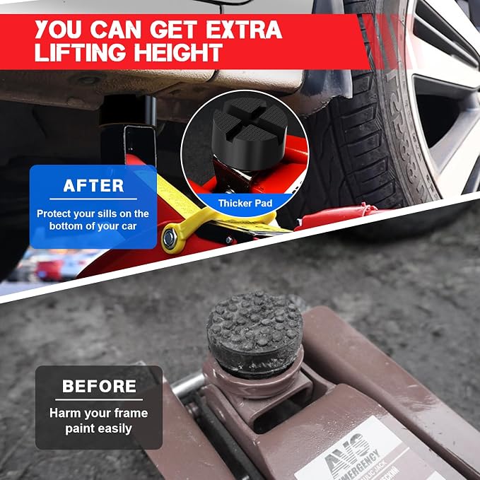 Floor Jack Rubber Pad, Floor Jack Pad Universal Jack Stand Rubber Pinch Protector Car Adapter Anti Slip Floor Trolley Support, Flat Top Jack Pad Adapter for Cars Protector