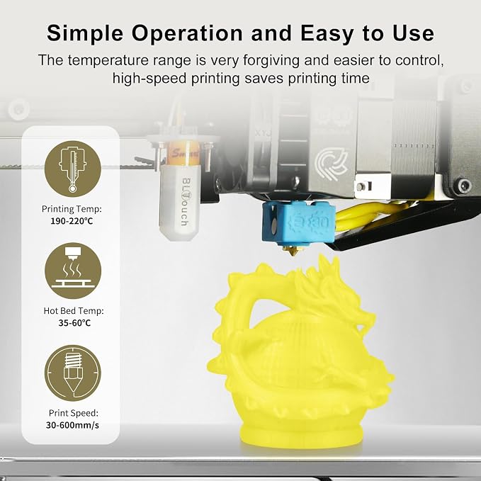 IEMAI Clear PLA Filament 1.75mm Yellow 1kg, Glossy Transparent Finish 3D Printer Filament Up to 600mm/s High Speed Printing for Lampshades, Home Décor & Creative DIY