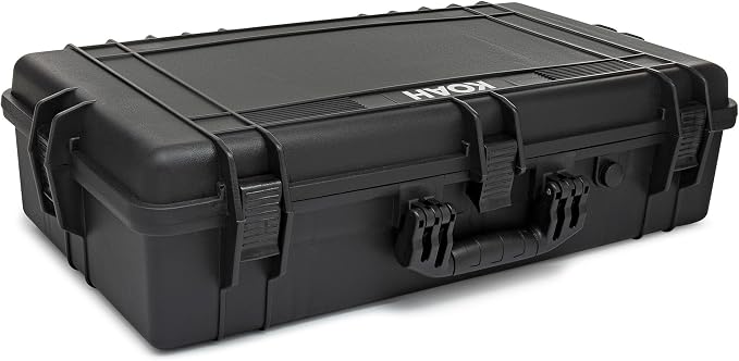 Koah Weatherproof Hard Case with Foam, 28.3 X 16.9 X 7 | Waterproof Polypropylene Hard Case, Customizable Foam Interior, Pressure Relief Valve, Interior 25.4 X 13.7 X 6.4 in
