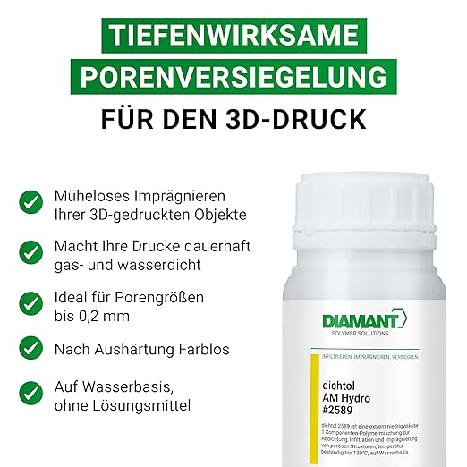 Dichtol AM Hydro for Sealing and impregnating 3D Prints, Sealing Agent for additive Manufacturing, Solvent-Free Sealer for 3D Printed Parts (250 ml)