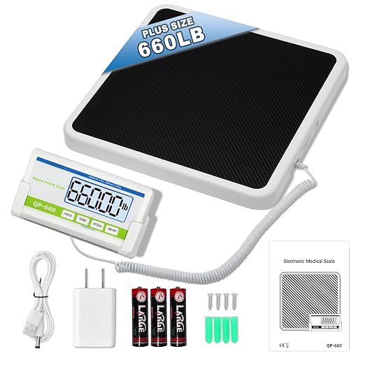 Medical Scale for Body Weight, 660lb Medical Grade Floor Scale | 13x12.6" Extra Wide Platform for Hospital & Physician, Home, Office, Gym, Include AC Adapter & Battery, kg/oz/lb Settings
