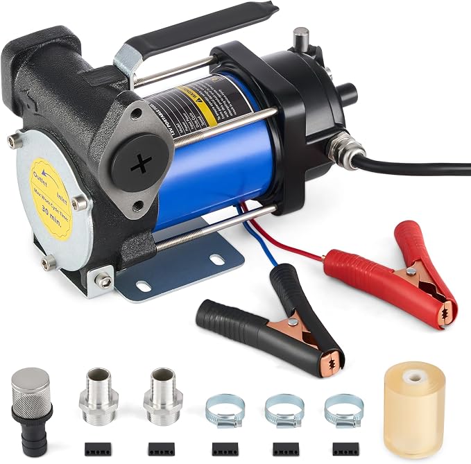 Orion Motor Tech 12 GPM Gasoline Transfer Pump, 12V Priming Electric Fuel Transfer Pump for Diesel Kerosene Light Fuels, Automatic Oil Transfer Pump with Overheat Protection Inner Bypass Valve