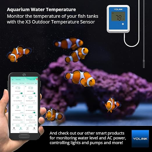 YoLink Smart X3 Version Outdoor Temperature Data Logger with Probe, Thermometer, 1/4 Mile Range, 5+ Years Battery Life, Emails, Text, App Alerts, Alexa, IFTTT. Pool, Hot Tub, Fish Tank. Hub Included!