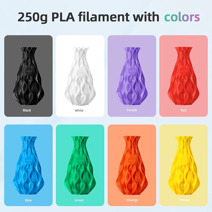 ERYONE PLA Filament 3D Printer Filament Bundle Multicolor 1.75mm +/- 0.03mm, PLA Filament 250g Spool, 8 Rolls, PLA Series 1
