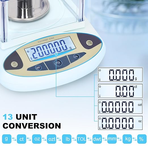 Lab Scale 500g*0.001g,High Precision Accurate Analytical Balance with Windshield,Lab Scale Electronic Scientific Scale Digital Precision Weighing Scale Jewelry Scales(with 200g Calibration Weight)