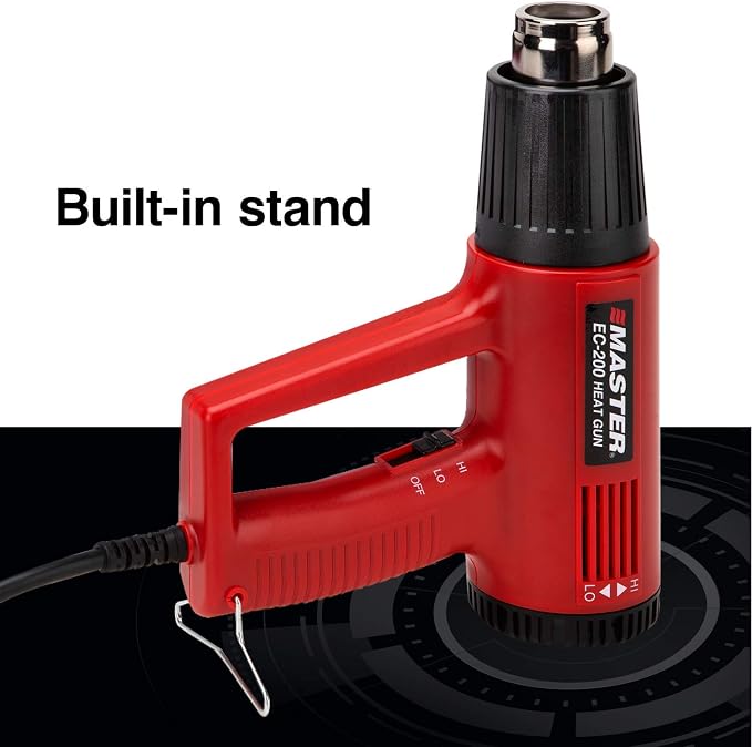Master Appliance EC-200 Variable Temperature Heat Gun, Hot Air Gun, 120V, 10 Amps, 1200W, for shrink wrap, wire connectors, shrink tubing, crafts, stripping paint