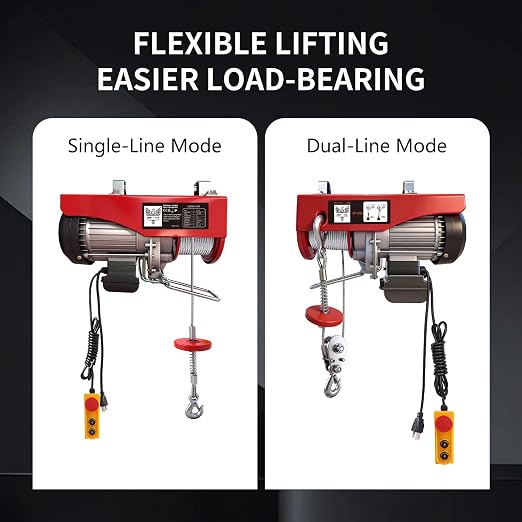 Electric Hoist, 1320 lbs 110V Electric Winch with 14 ft Wired Remote Control, 40 ft Single Cable Lifting Height, Single/Double Slings, Lift Hoist for Garage Warehouse Factory