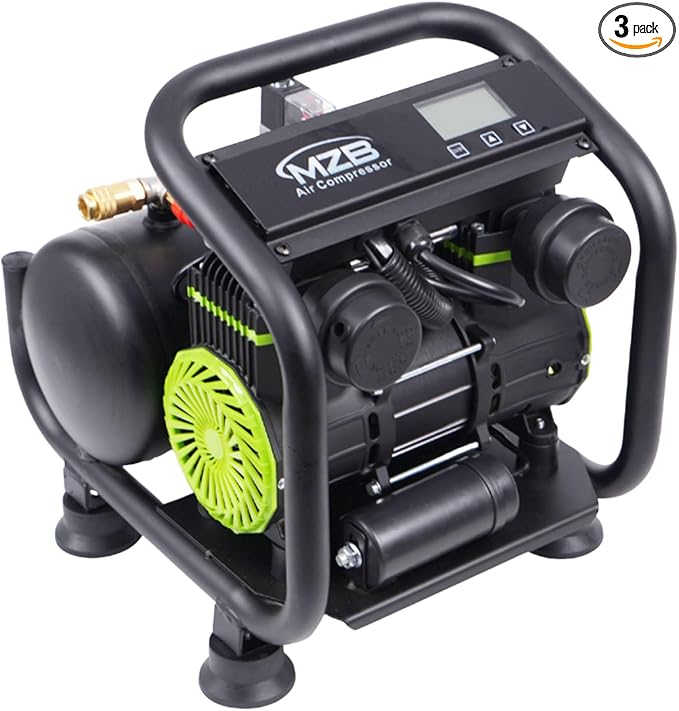 MZB Ultra Quiet Air Compressor 110V/60Hz MAX 115PSI Steel Tanks Oil-Free 70dB Noise Level Air Compressor for Spray Painting, Auto Repair, Carpentry Decoration (1.6 Gallon)