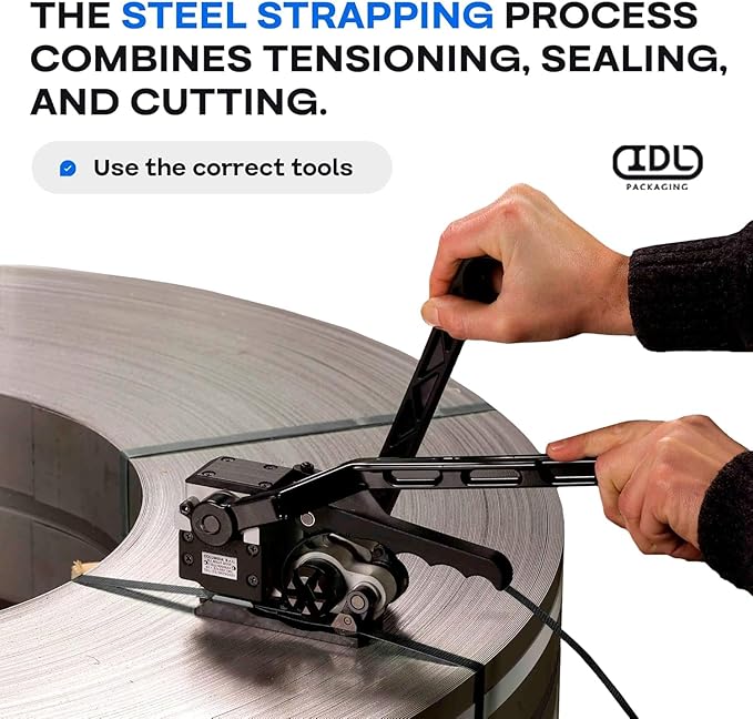 Steel Strapping Coil 5/8" x .020" x 300' (3-Pack), 1400 lbs Break Strength in Self-Dispensed Сardboard Box - Metal Band - Portable Strong Metal Banding with Superior Cut-Resistance by IDL Packaging