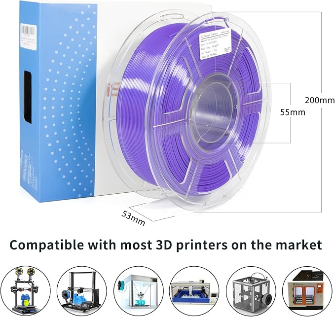 iSANMATE PLA Filament 1.75mm Dual Color Filament, Shiny Silk PLA 3D Printer Filament, Coextruded Filament 3D Printing Filament Magic PLA, 1 kg/Spool (Purple and Silver)