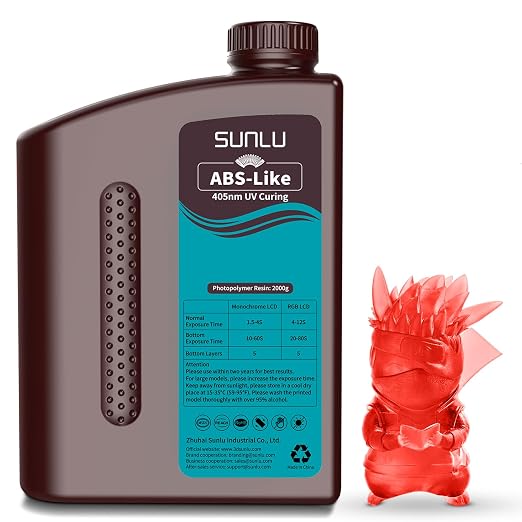 SUNLU Upgraded 2000G ABS Like Resin for 3D Printer, 405nm UV-Curing Resin LCD/DLP/SLA 3D Printers, 3D Printer Resin Fit Most Brand, Clear Red 2kg